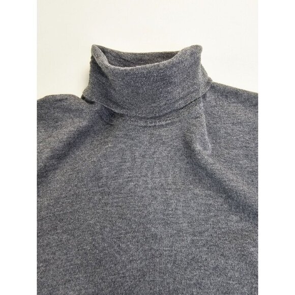 Hugo Boss Size XL Mens Gray Virgin Wool Logo Tag Long Sleeve Turtleneck Sweater - Picture 10 of 10